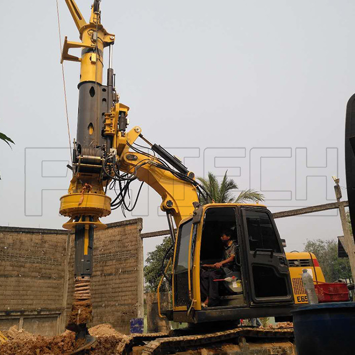 CE ISO Hydraulic Excavator Mounted Drill Rig , 14t pile drilling rig