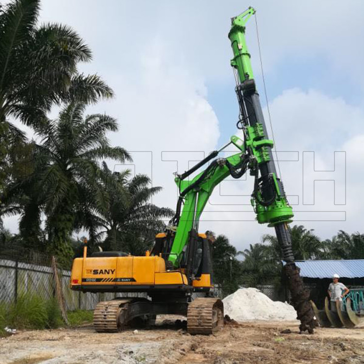 Depth 12m 10ton Excavator Mounted Mud Rotary Drill Rig For CAT